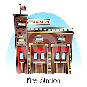 Building for fireman, fire station facade