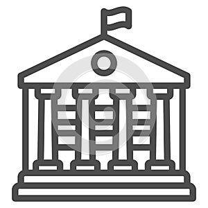 Building with flag and columns line icon, official department concept, custom house vector sign on white background