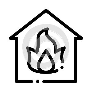 Building And Flame Heating Equipment Vector Icon photo