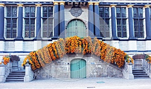 Building with flowers