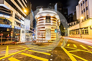night view of Fringe club in Hong Kong.