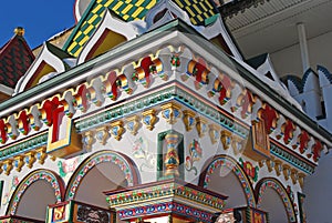 Building fragment. The Izmaylovsky Kremlin built in 1997 historical and architectural and a cultural entertainment complex.