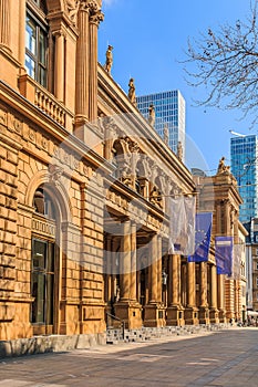 Building of the Frankfurt Stock Exchange in sunshine