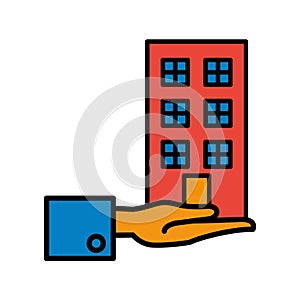 Building front facade isolated icon