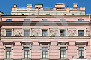 Building front wall with repeting pattern of windows