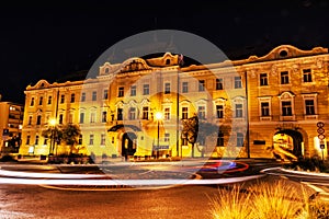 Building of gallery in Nitra, night scene