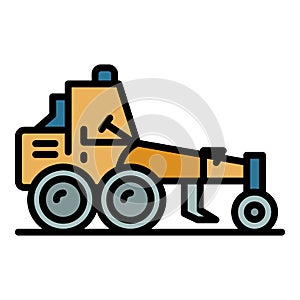 Building grader machine icon color outline vector
