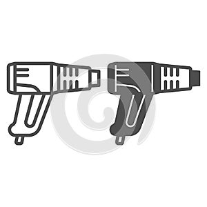 Building hair dryer line and solid icon, construction tools concept, industrial building dryer vector sign on white