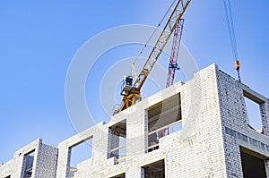Building a home, construction site, crane