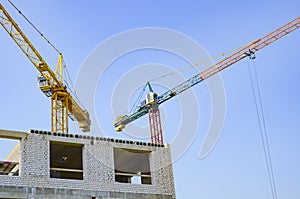 Building a home, construction site, crane