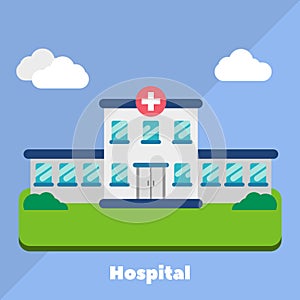 Building hospital with flat icon design style