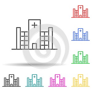 Building, hospital multi color set icon. Simple thin line, outline vector of building icons for ui and ux, website or mobile