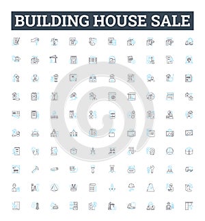 Building house sale vector line icons set. House, Building, Sale, Estate, Property, Buy, Real illustration outline