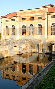 Building housing the dewatering in Bovolenta in the province of Padua in Veneto (Italy)