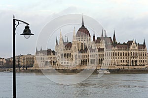 The building of the Hungarian Parliament on the banks of the Danube in Budapest is the main attraction of the Hungarian capital.