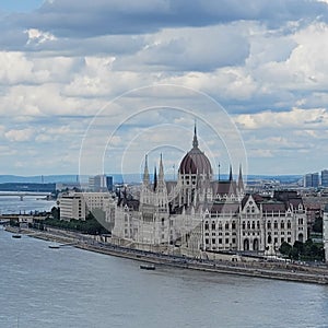 A Building of Hungarian Parliament near the river