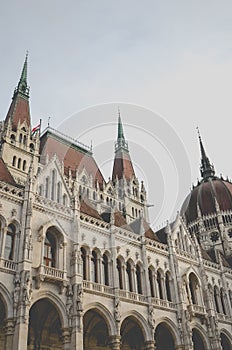 Building of the Hungarian Parliament Orszaghaz in Budapest, Hungary. The seat of the National Assembly. House built in neo-gothic