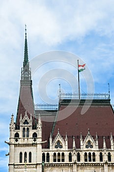 Building of the Hungarian Parliament Orszaghaz in Budapest, Hungary. The seat of the National Assembly. House built in neo-gothic