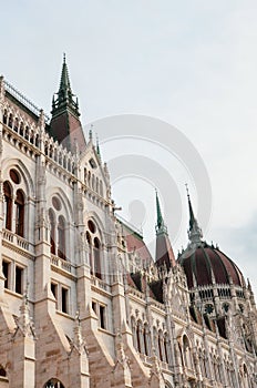 Building of the Hungarian Parliament Orszaghaz in Budapest, Hungary. The seat of the National Assembly. House built in neo-gothic photo