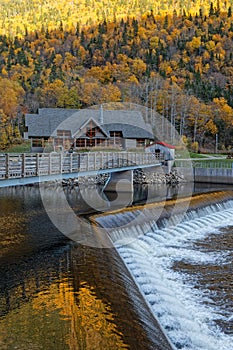 Building of Hydro-Quebec equipment of the dam on Malbaie river