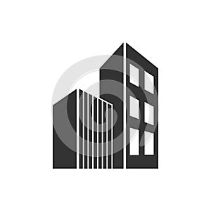 Building icon in flat style. Skyscraper vector illustration on white isolated background. Architecture business concept