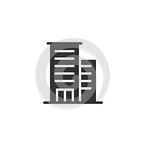 Building icon in flat style. Town skyscraper apartment vector illustration on white isolated background. City tower business