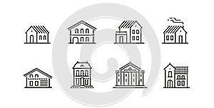 Building icon set. Real estate, house symbol. Vector illustration