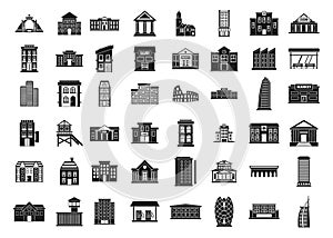 Building icon set, simple style