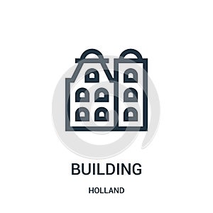 building icon vector from holland collection. Thin line building outline icon vector illustration. Linear symbol for use on web