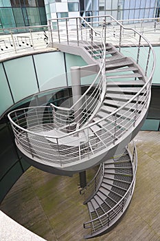 Building indoor of metal spiral staircase