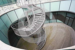 Building indoor of metal spiral staircase