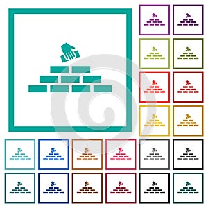 Building industry flat color icons with quadrant frames