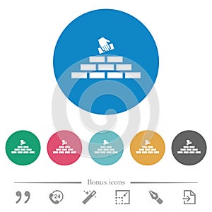 Building industry flat round icons