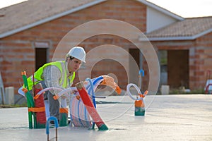 Building Inspector Looking House Construction Project