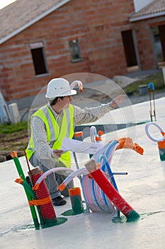 Building Inspector Looking House Construction Project