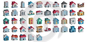 Building isometric Isolated Vector icons set every single icons can easily modify or edit photo