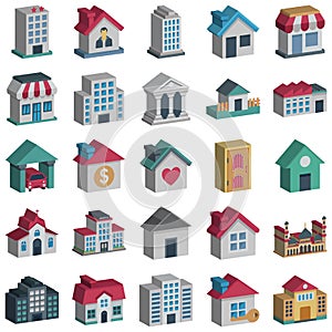 Building isometric  Vector icons set every single icons can easily modify or edit photo