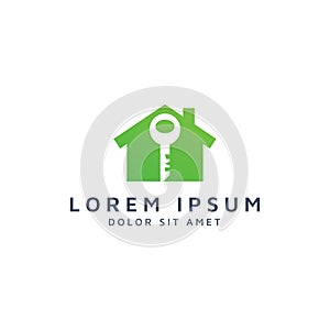 Building and key negative space logo design