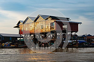 Building in the Kompong Khleang floating village in Cambodia