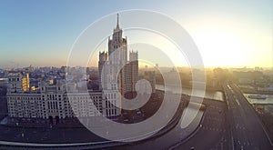 Building on Kotelnicheskaya Embankment at evening photo