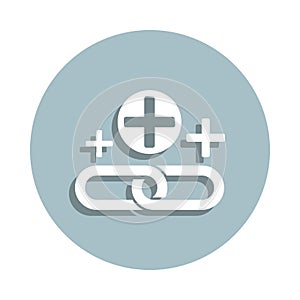 Building links badge icon. Simple glyph, flat vector of seo and development icons for ui and ux, website or mobile application