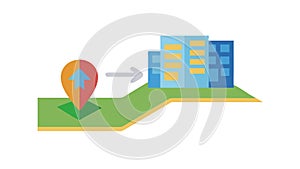 Building Location Pin with Arrow Directional Icon Vector, vector design Generative AI