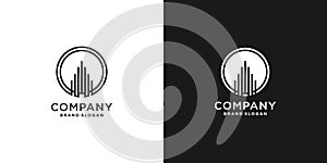 Building logo with creative line art concept, simple, real estate, tower part 1