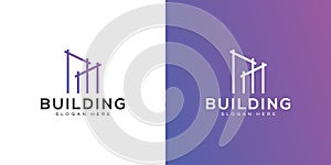 Building Logo Design Vector mono line