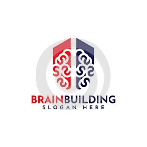 Brain building logo vector