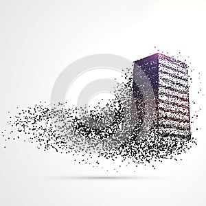 Building made from black particles