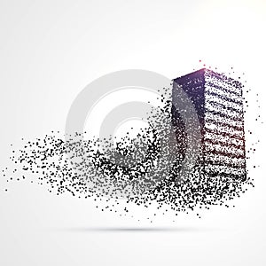 building made from black particles