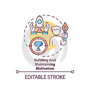 Building and maintaining motivation concept icon