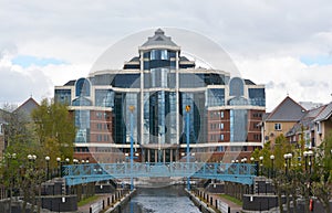 A building at Manchester ship canal and Salford dock area in the UK photo