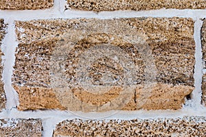 Building material texture. Bricks formed by seashells. Background, texture